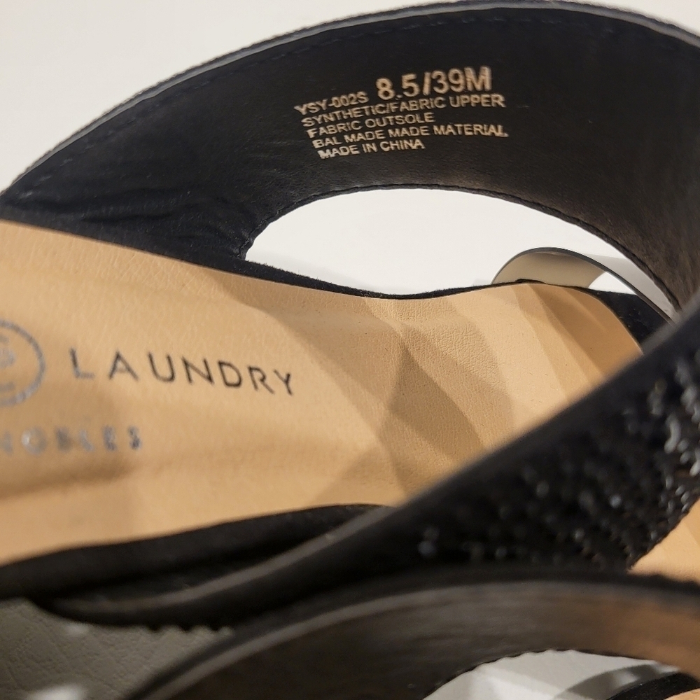 Chinese Laundry womens black bejeweled slip on block heel sandals size 8.5 - Picture 10 of 10
